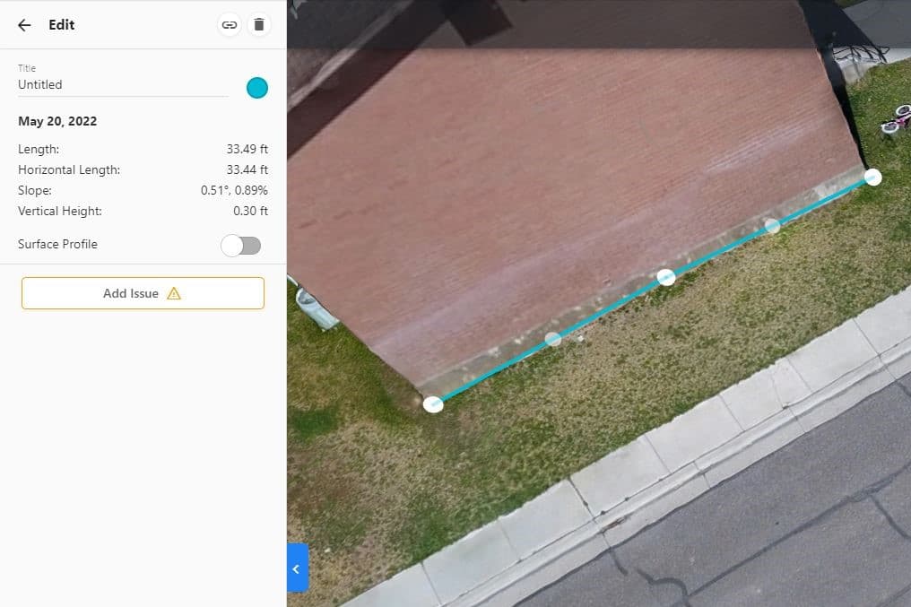 Measurement of building length taken from drone data